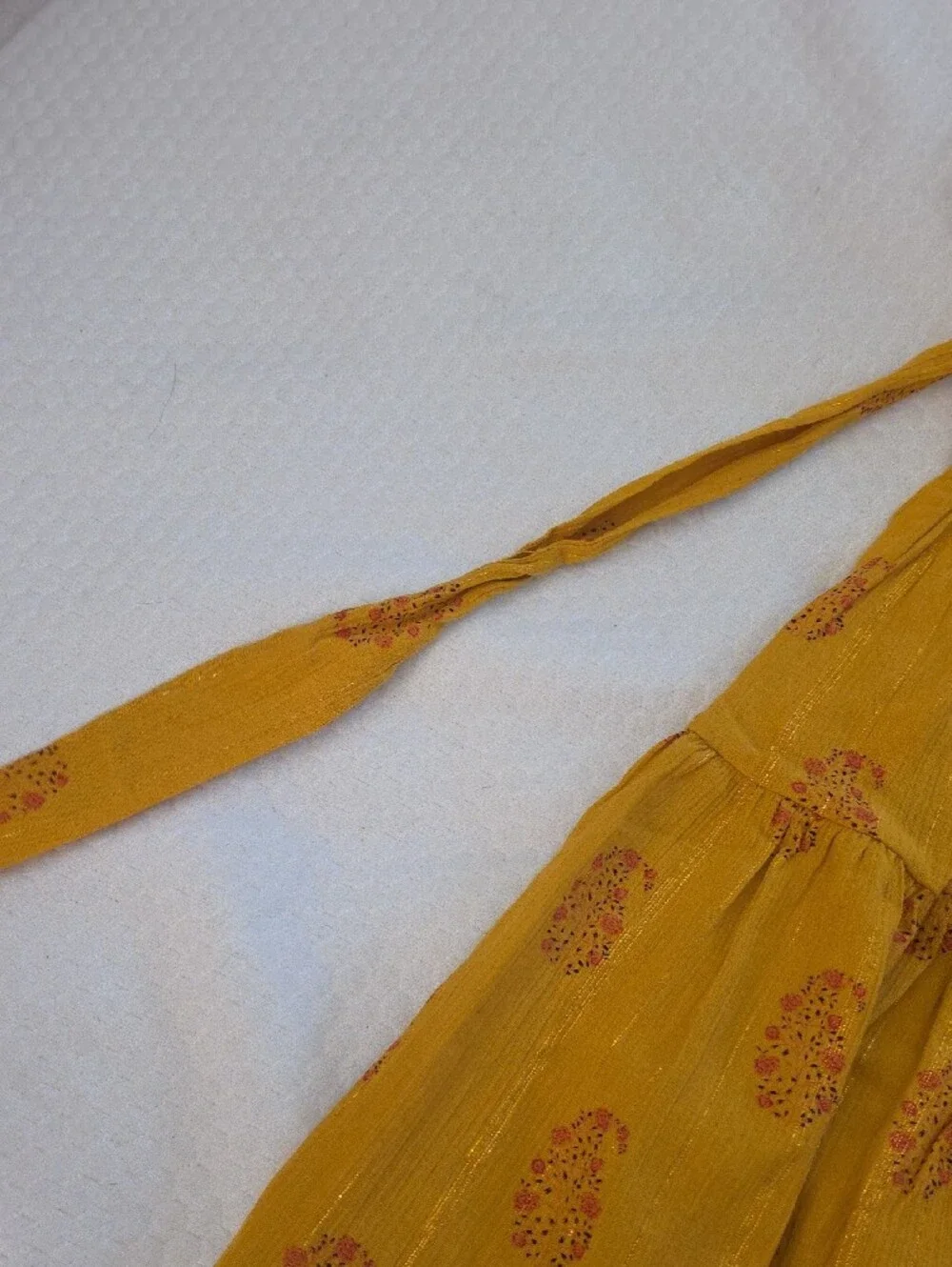 Girls' Mustard Floral Tiered Summer Dress